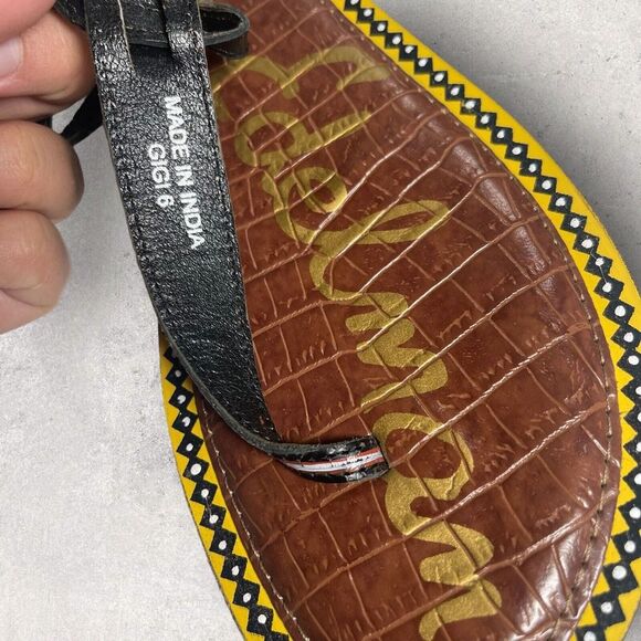 Sam Edelman Gigi Saddle Painted Tribal Leather Thong Sandal Women Size 8 - Picture 11 of 11